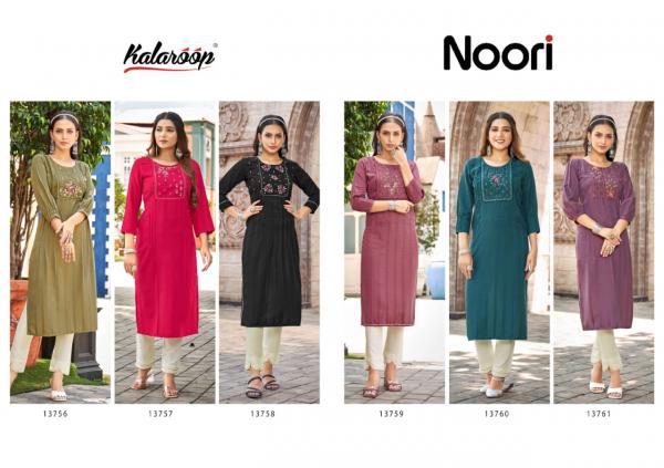 Kalaroop Noori Regular Wear Rayon Designer Long Kurti Collection